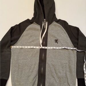 Express Men's Charcoal and Light Gray Zip-Up Sweater